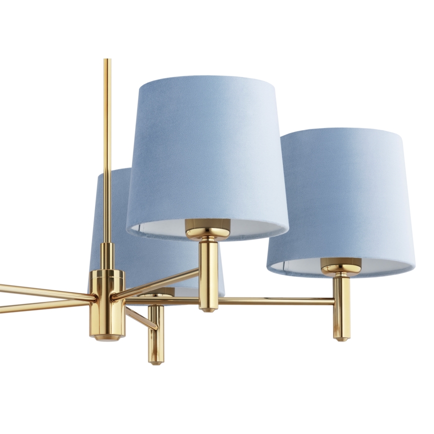 Brilagi - Lysekrone på stang MONTE 5xE27/60W/230V blå/guld