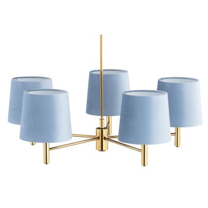 Brilagi - Lysekrone på stang MONTE 5xE27/60W/230V blå/guld