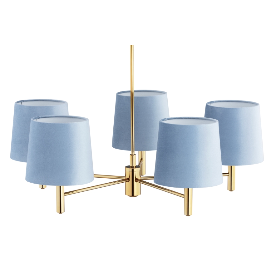 Brilagi - Lysekrone på stang MONTE 5xE27/60W/230V blå/guld