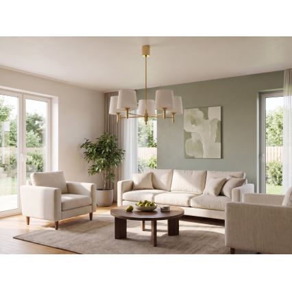 Brilagi - Lysekrone på stang MONTE 5xE27/60W/230V creme/guld