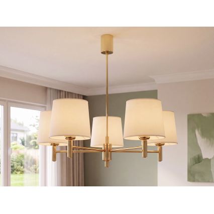 Brilagi - Lysekrone på stang MONTE 5xE27/60W/230V creme/guld