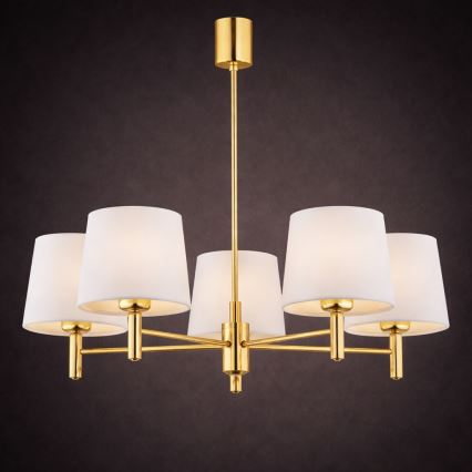 Brilagi - Lysekrone på stang MONTE 5xE27/60W/230V creme/guld