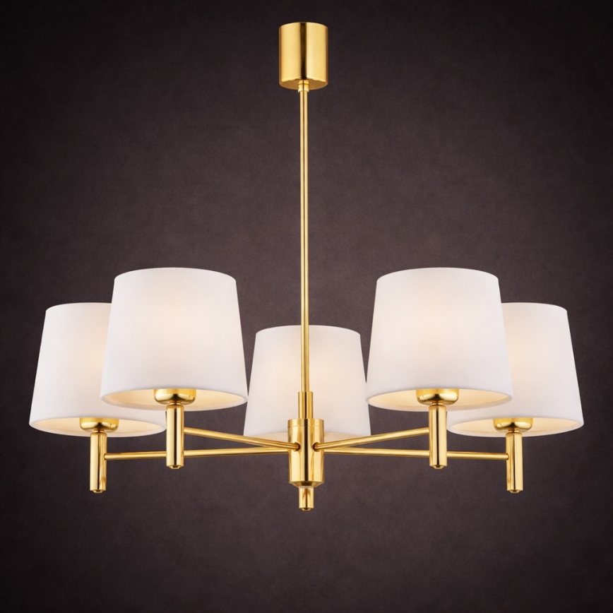 Brilagi - Lysekrone på stang MONTE 5xE27/60W/230V creme/guld