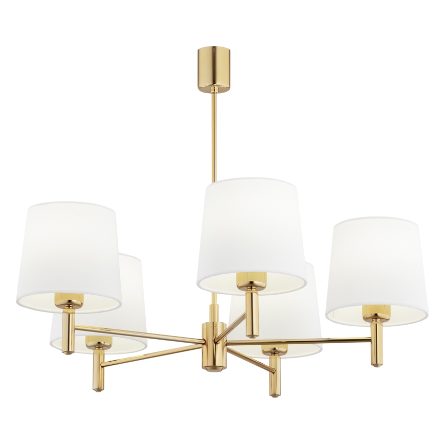 Brilagi - Lysekrone på stang MONTE 5xE27/60W/230V creme/guld