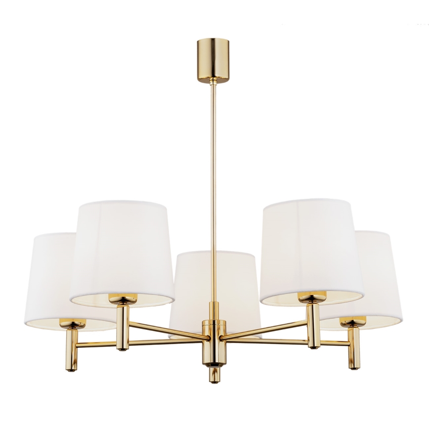 Brilagi - Lysekrone på stang MONTE 5xE27/60W/230V creme/guld