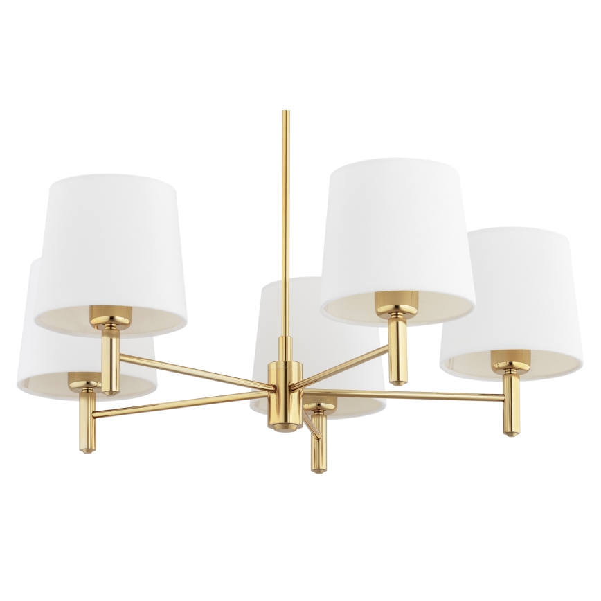 Brilagi - Lysekrone på stang MONTE 5xE27/60W/230V creme/guld