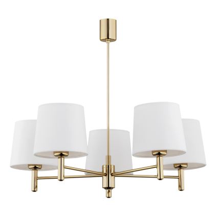 Brilagi - Lysekrone på stang MONTE 5xE27/60W/230V creme/guld