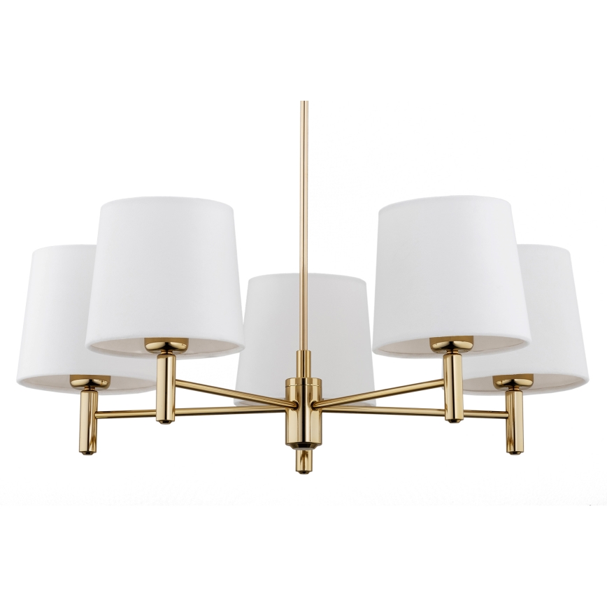 Brilagi - Lysekrone på stang MONTE 5xE27/60W/230V creme/guld