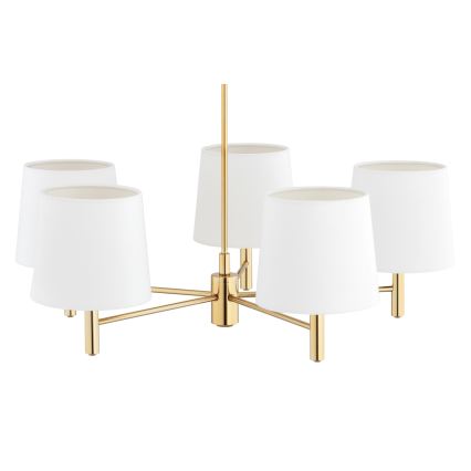 Brilagi - Lysekrone på stang MONTE 5xE27/60W/230V creme/guld