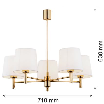 Brilagi - Lysekrone på stang MONTE 5xE27/60W/230V creme/guld