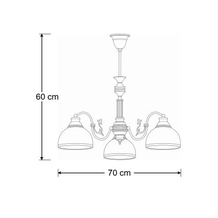 Brilagi - Lysekrone på stang TAURUS 3xE27/15W/230V Ø 70 cm i bronze