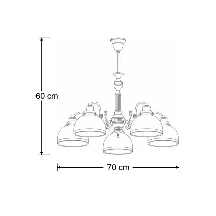 Brilagi - Lysekrone på stang TAURUS 5xE27/15W/230V Ø 70 cm bronze