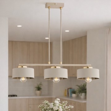 Brilagi - Lysekrone på wire 3xE27/60W/230V beige/guld
