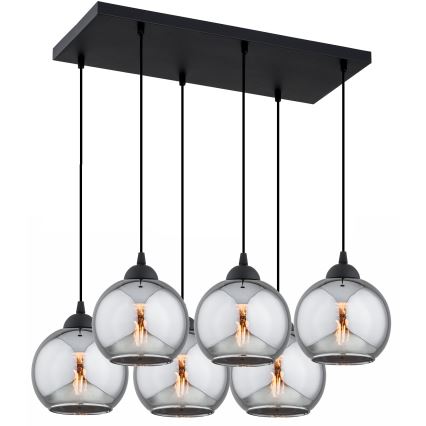 Brilagi - Lysekrone på wire DIOR 6xE27/60W/230V sort/røggrå