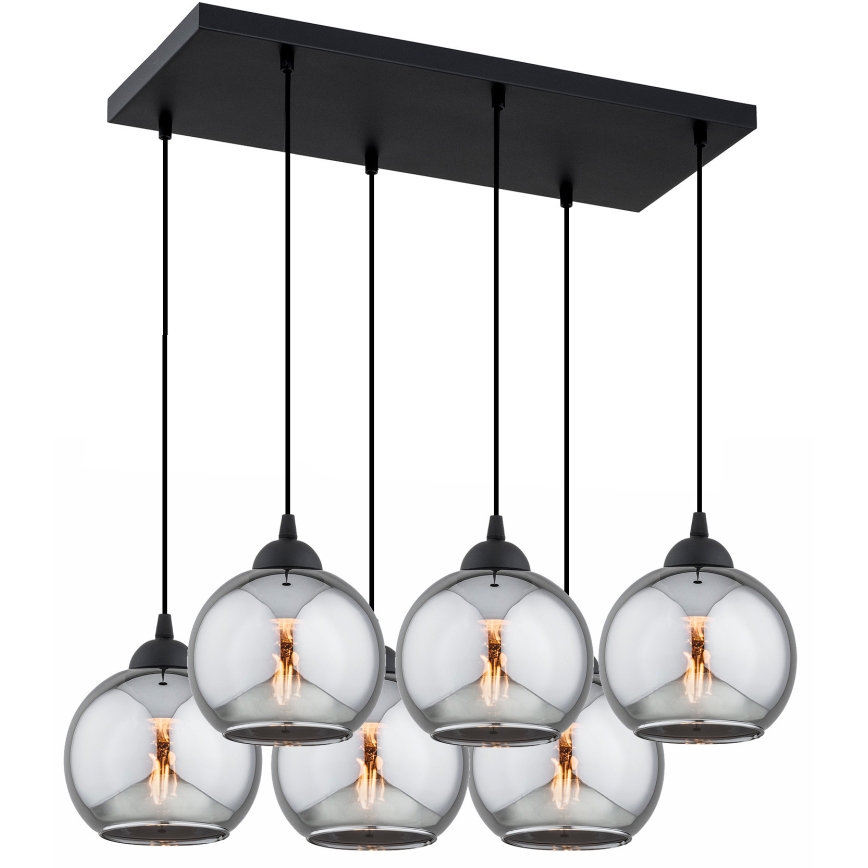 Brilagi - Lysekrone på wire DIOR 6xE27/60W/230V sort/røggrå