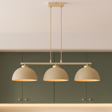 Brilagi - Lysekrone på wire MOON 3xE27/60W/230V beige/guld