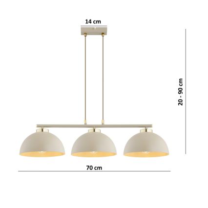 Brilagi - Lysekrone på wire MOON 3xE27/60W/230V beige/guld