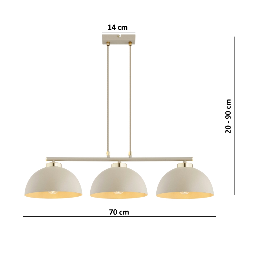 Brilagi - Lysekrone på wire MOON 3xE27/60W/230V beige/guld