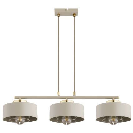 Brilagi - Lysekrone på wire SPRING 3xE27/60W/230V beige/guld