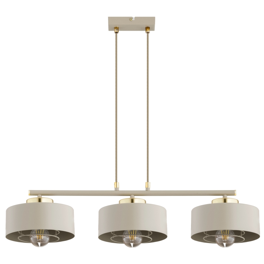 Brilagi - Lysekrone på wire SPRING 3xE27/60W/230V beige/guld