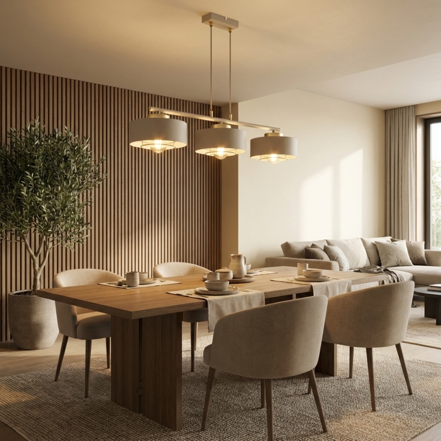 Brilagi - Lysekrone på wire SPRING 3xE27/60W/230V beige/guld