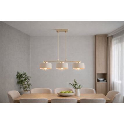 Brilagi - Lysekrone på wire SPRING 3xE27/60W/230V beige/guld