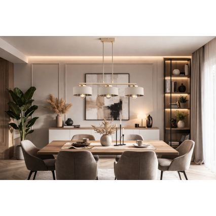 Brilagi - Lysekrone på wire SPRING 3xE27/60W/230V beige/guld