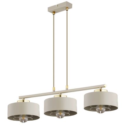 Brilagi - Lysekrone på wire SPRING 3xE27/60W/230V beige/guld