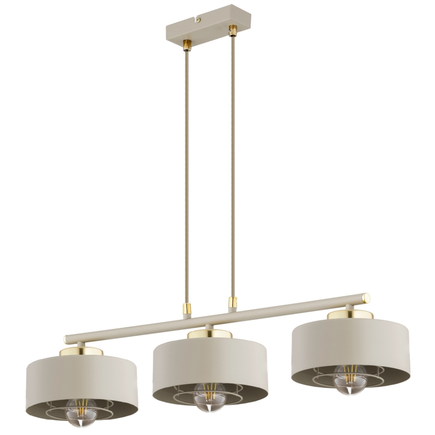 Brilagi - Lysekrone på wire SPRING 3xE27/60W/230V beige/guld