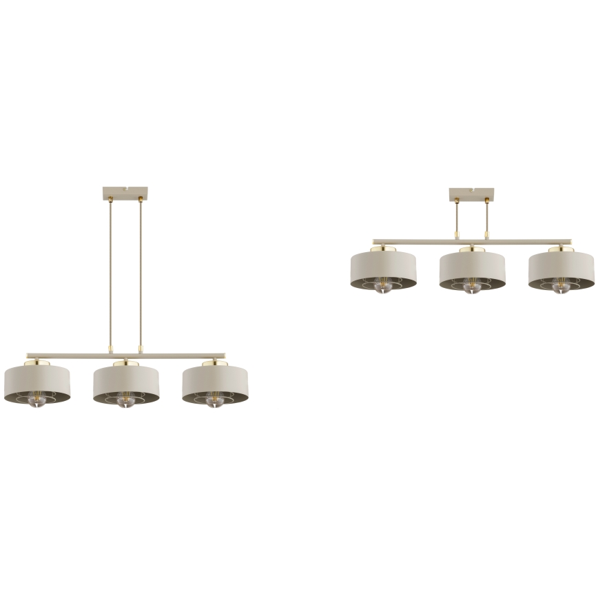 Brilagi - Lysekrone på wire SPRING 3xE27/60W/230V beige/guld