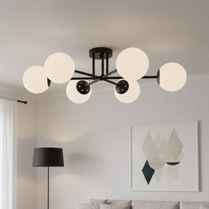 Brilagi - MALIVA overflademonteret loftlampe 6xE14/15W/230V sort/hvid