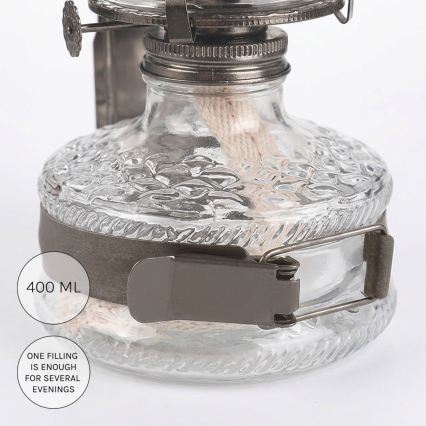 Brilagi - MERLIN petroleumslampe med spejl i sort krom