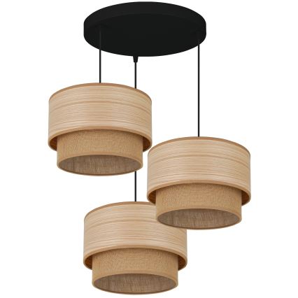 Brilagi - Loftlampe på kabel MONTANA BOHO 3xE27/15W/230V brun/sort