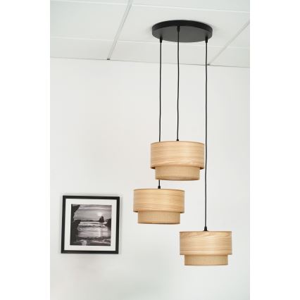 Brilagi - Loftlampe på kabel MONTANA BOHO 3xE27/15W/230V brun/sort