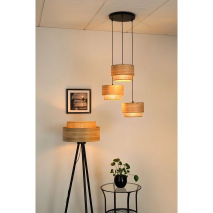 Brilagi - Loftlampe på kabel MONTANA BOHO 3xE27/15W/230V brun/sort