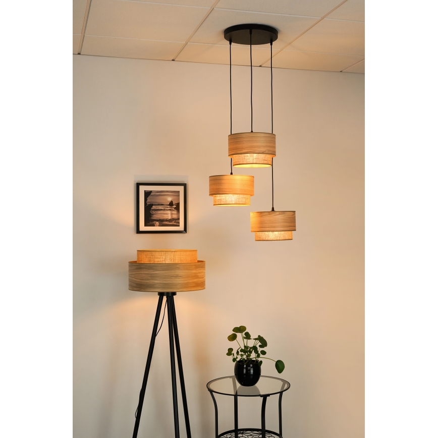 Brilagi - Loftlampe på kabel MONTANA BOHO 3xE27/15W/230V brun/sort