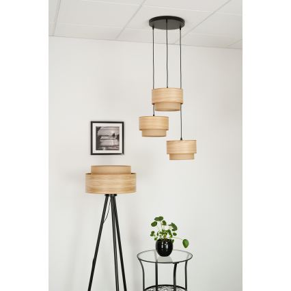 Brilagi - Loftlampe på kabel MONTANA BOHO 3xE27/15W/230V brun/sort