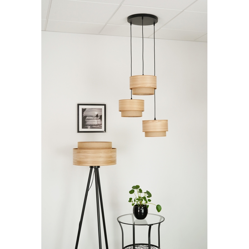 Brilagi - Loftlampe på kabel MONTANA BOHO 3xE27/15W/230V brun/sort
