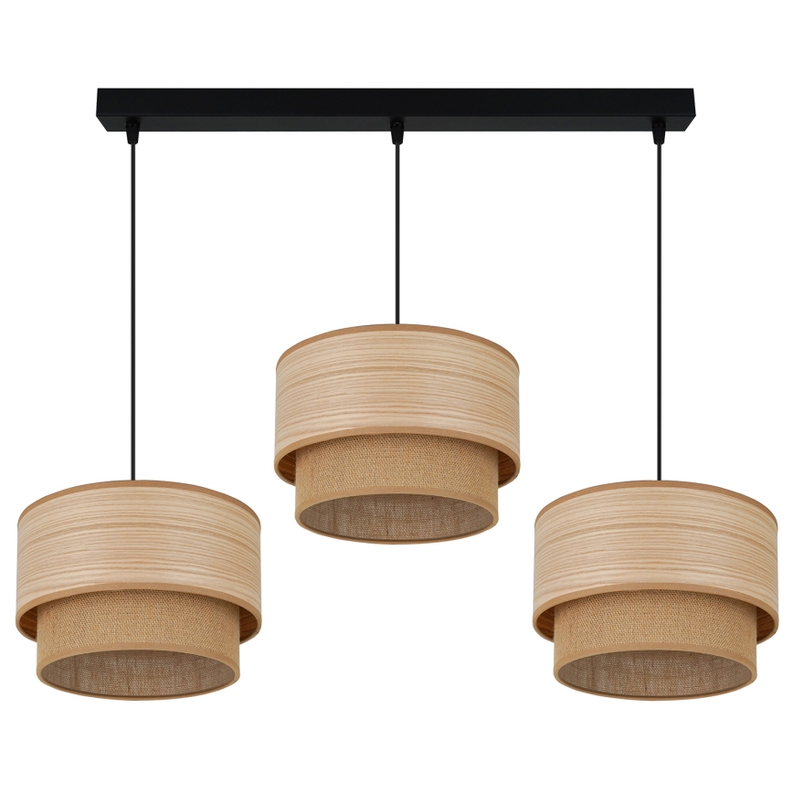 Brilagi - Loftlampe på kabel MONTANA BOHO 3xE27/15W/230V brun/sort