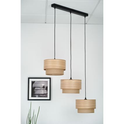 Brilagi - Loftlampe på kabel MONTANA BOHO 3xE27/15W/230V brun/sort