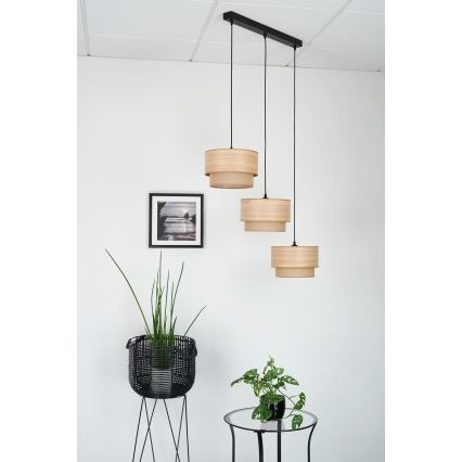 Brilagi - Loftlampe på kabel MONTANA BOHO 3xE27/15W/230V brun/sort