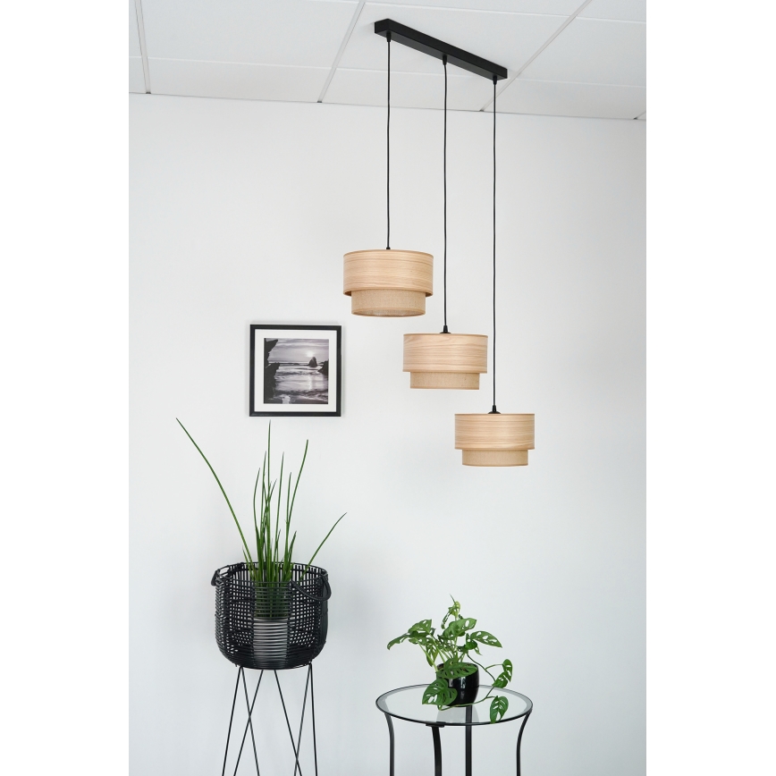 Brilagi - Loftlampe på kabel MONTANA BOHO 3xE27/15W/230V brun/sort