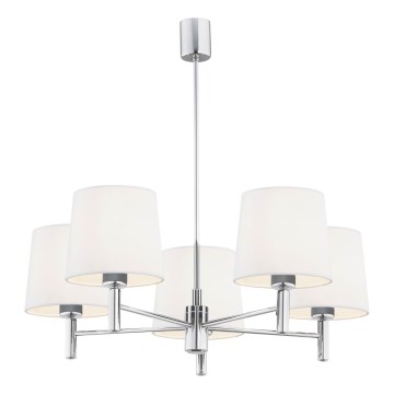 Brilagi - MONTE loftlampe på stang 5xE27/60W/230V cremefarvet/poleret krom