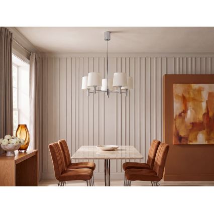 Brilagi - MONTE loftlampe på stang 5xE27/60W/230V cremefarvet/poleret krom
