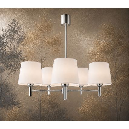 Brilagi - MONTE loftlampe på stang 5xE27/60W/230V cremefarvet/poleret krom