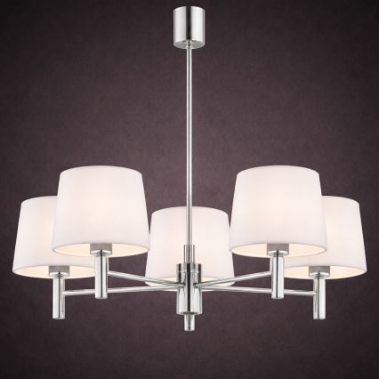 Brilagi - MONTE loftlampe på stang 5xE27/60W/230V cremefarvet/poleret krom