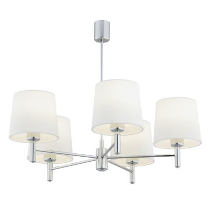 Brilagi - MONTE loftlampe på stang 5xE27/60W/230V cremefarvet/poleret krom