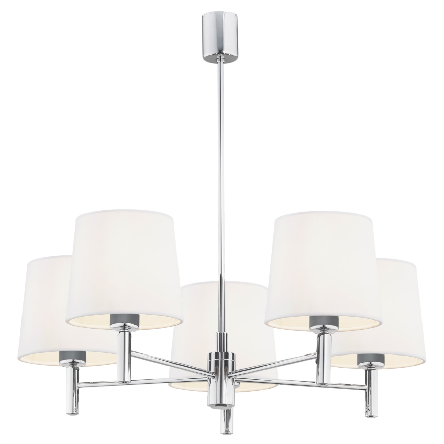 Brilagi - MONTE loftlampe på stang 5xE27/60W/230V cremefarvet/poleret krom