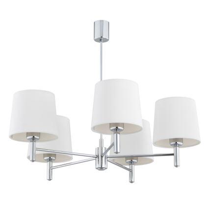 Brilagi - MONTE loftlampe på stang 5xE27/60W/230V cremefarvet/poleret krom