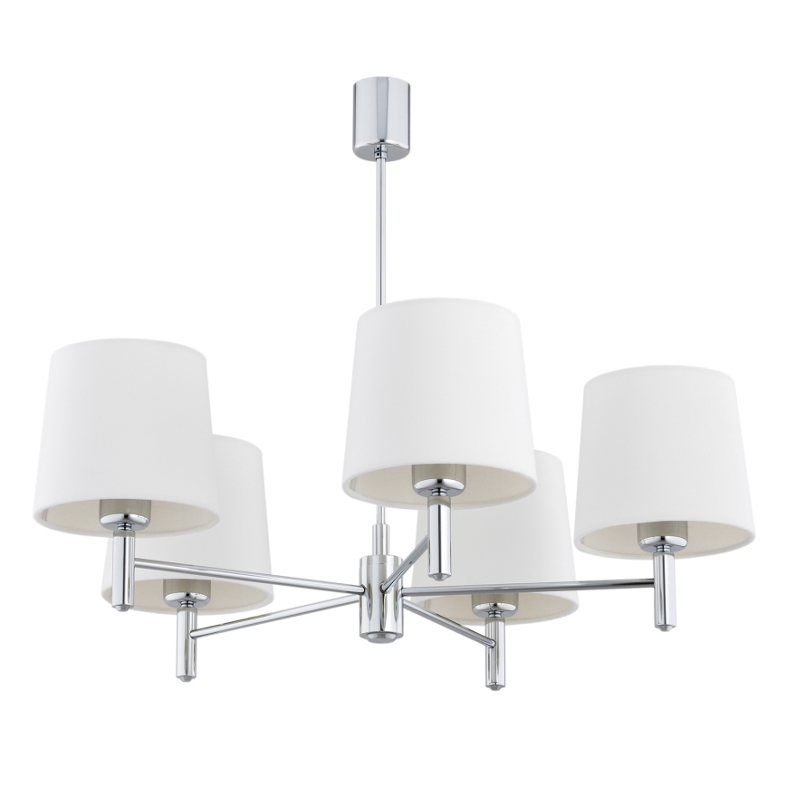Brilagi - MONTE loftlampe på stang 5xE27/60W/230V cremefarvet/poleret krom